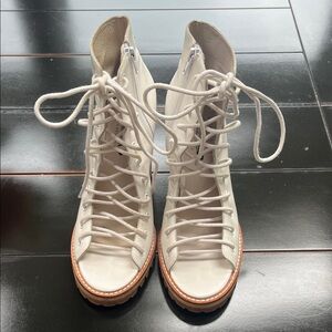 JEFFREY CAMPBELL LEATHER 6” heel Lace-Up Boots